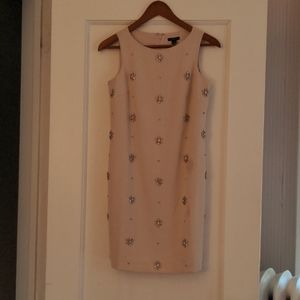 Ann Taylor Nude-Pink Dress with jewel details, size 0 petite